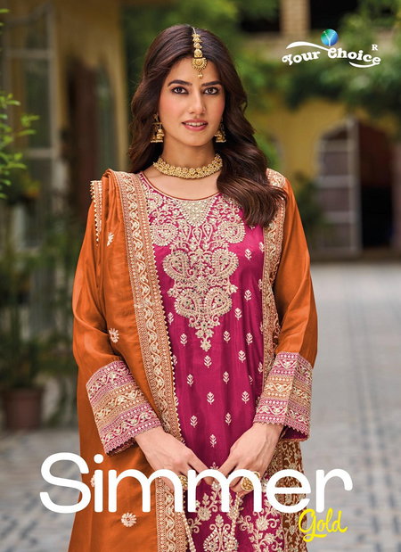 Simmer Gold By Your Choice Chinon Embroidered Salwar Suit Wholesale In India